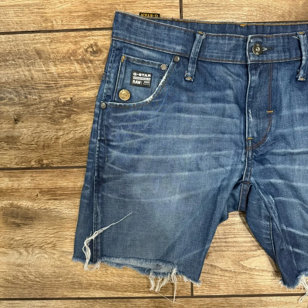 G-Star Originals RAW Denim Jeans Shorts Size 32 Distressed Shorts - Picture 3 of 14